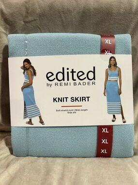 edited by REMI BADER Sky Blue Knit Midi Skirt